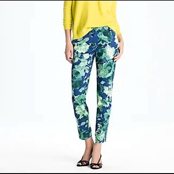 J Crew Collection Cafe Capri Fresco Floral Sateen Chino Pants Size 2 - Picture 2 of 5